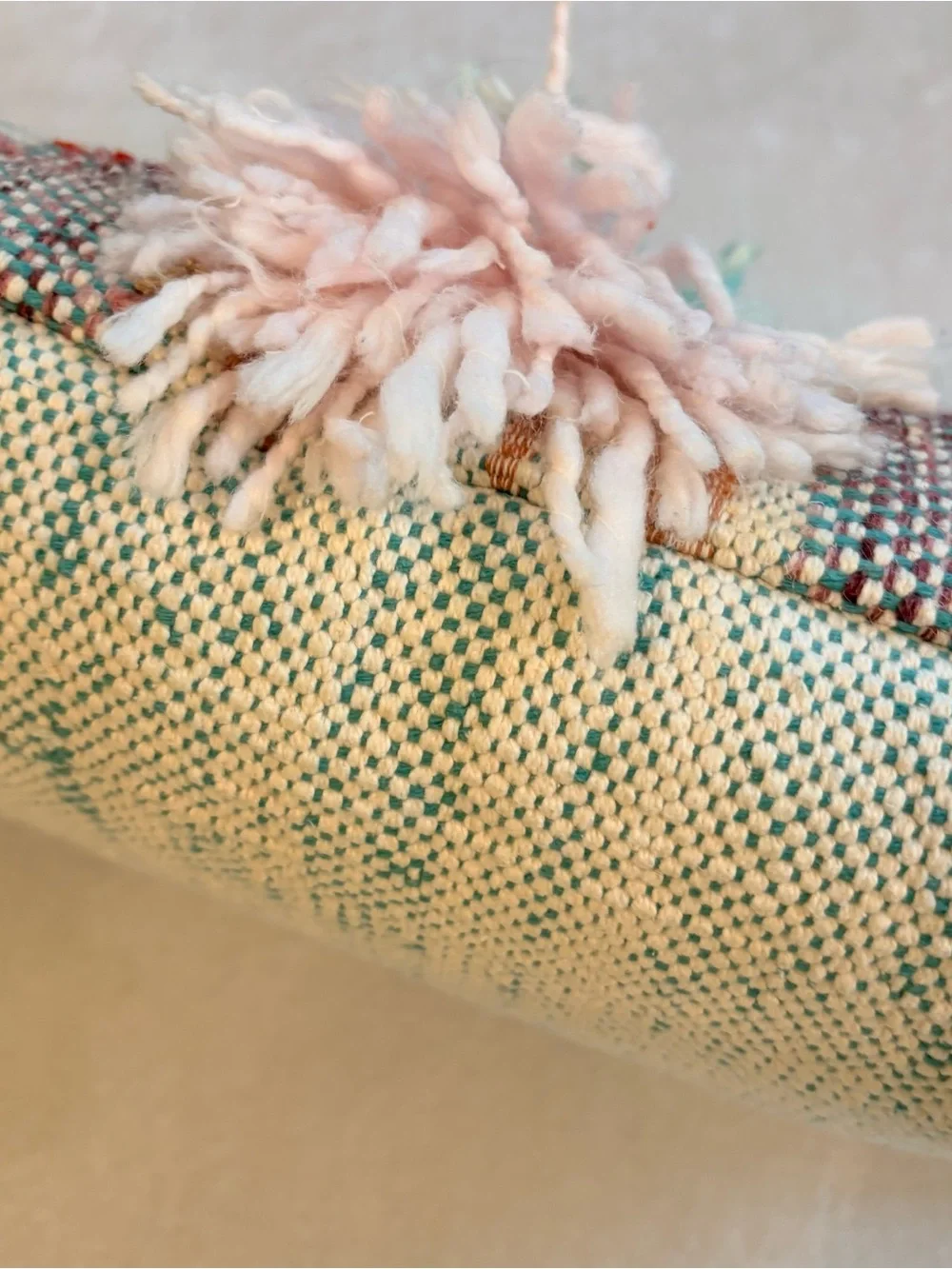 Anthropologie Moroccan Bohemian Accent Pillow in Mint, Coral, Blush - 12 x 20